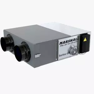 Приточно-вытяжная установка на 300 м3/час с пластинчатым рекуператором с электрическим нагревом